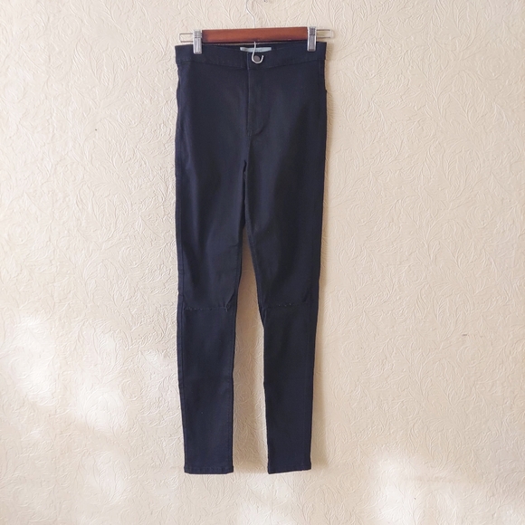 Topshop Moto Joni High Rise Skinny Jeans with stitched-up ripped knees black 28 - Picture 1 of 11